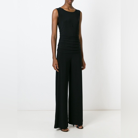 Norma Kamali Pants - Norma Kamali Black Sleeveless Wide Leg Jumpsuit Size XS